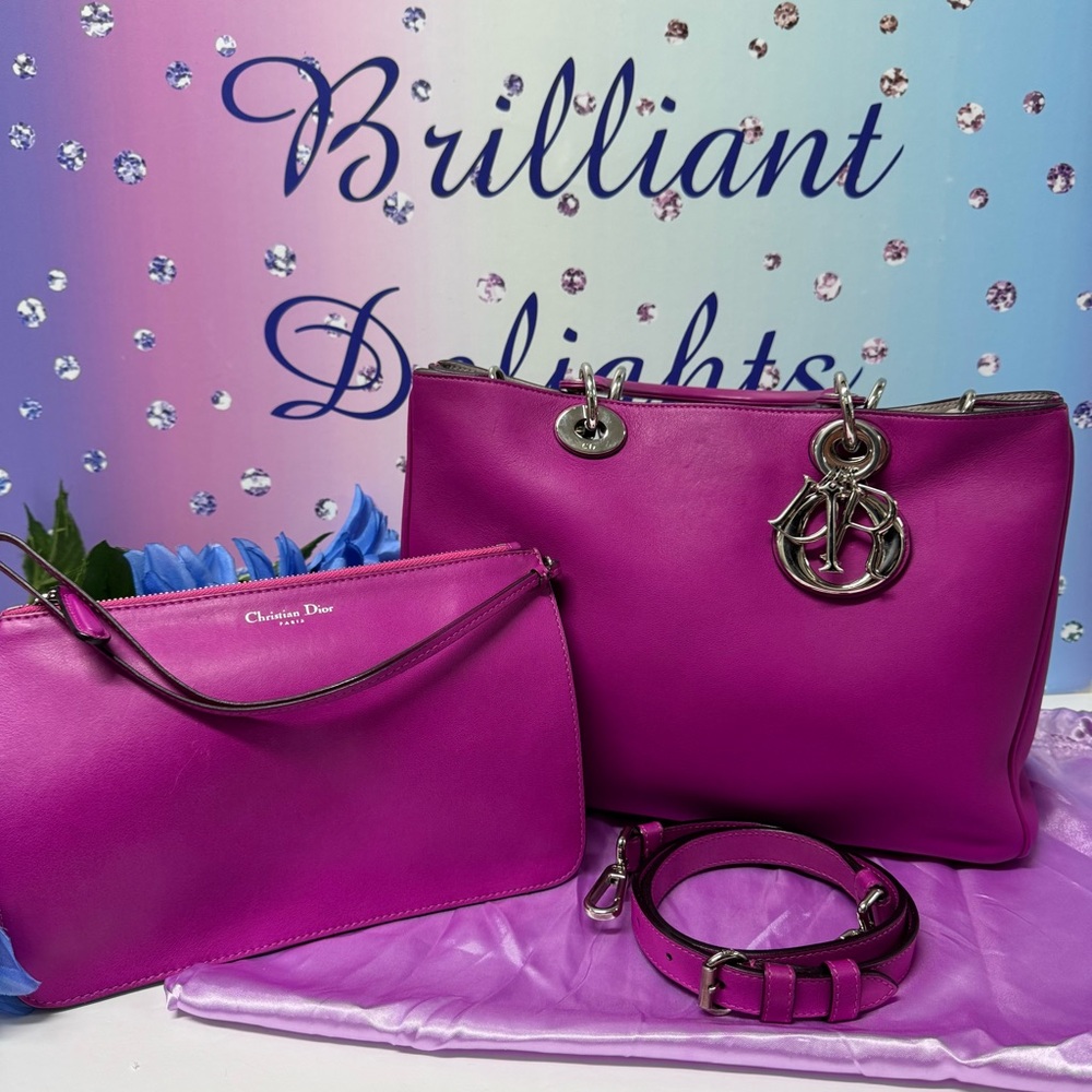 💖PRICE FIRM $5300 LADY DIORISSIMA TOTE BAG WRISTLET STRAP CHARMS
